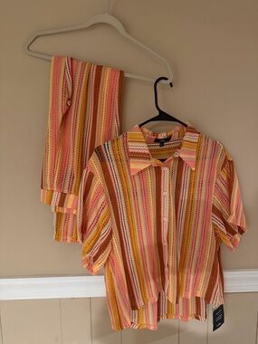 Lulu's Striped Knit Shirt & Pants Set